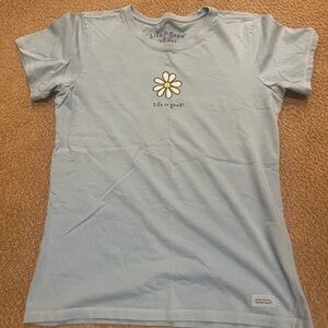 Life Is Good Light Blue Tee with Daisy Graphic